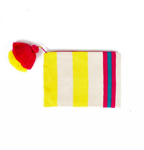 Yellow & White Striped Pouch - Peru
