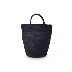 Solid Black Woven Rafia Handbag - Madagascar