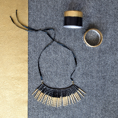 Black & Gold Beaded Necklace - Swaziland