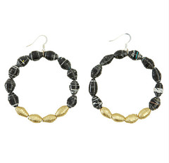 Black Bead Hoop Earrings - Swaziland