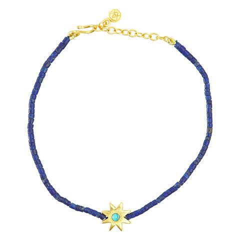 Lapis Bead Bracelet with Cut Star - Afghanistan / India