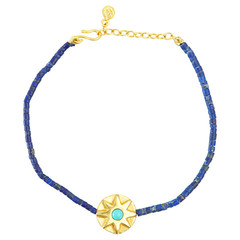 Lapis Bead Bracelet with Round Star - Afghanistan / India