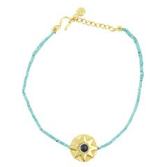 Turquoise Bead Bracelet with Round Star - Afghanistan / India
