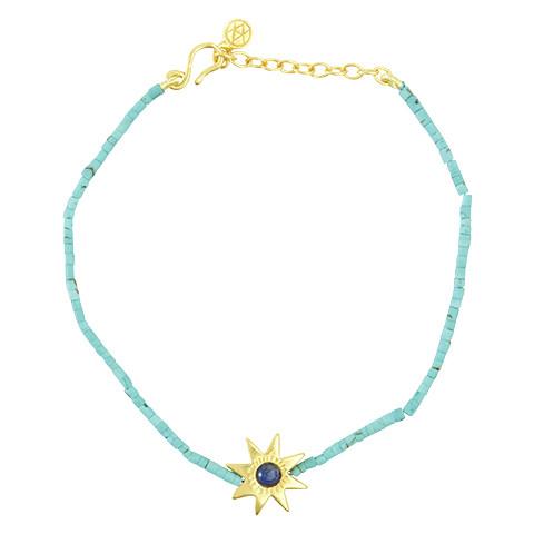 Turquoise Bead Bracelet with Cut Star - Afghanistan / India