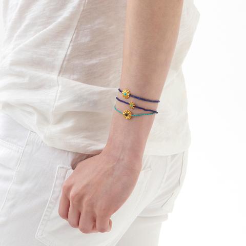 Lapis Bead Bracelet with Round Star - Afghanistan / India