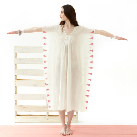 White Jamdani Kaftan - India