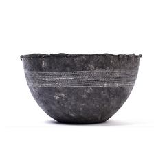 Large White Stitched Charcoal Pulp Bowl - Swaziland