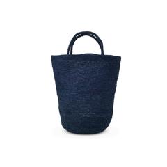 Solid Navy Woven Rafia Handbag - Madagascar