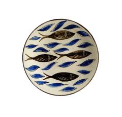 Black & Blue Fish Ceramic Dipping Bowl - Uzbekistan