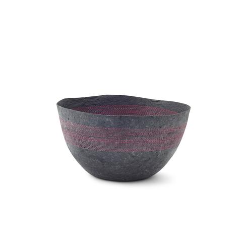 Large Pink Stitched Charcoal Pulp Bowl - Swaziland
