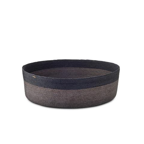 Dark Grey Stripe Canasta Basket