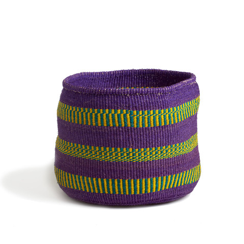 Purple Basket with Yellow and Blue Stripes - Kenya