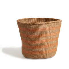 Pale Orange Striped Basket - Medium