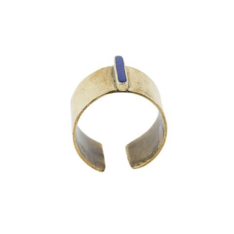 Bronze Ring with Oblong Lapis Stone - Afghanistan