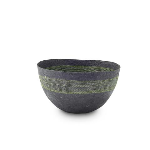Large Green Stitched Charcoal Pulp Bowl - Swaziland