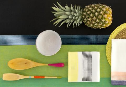 Orange & Green Striped Wooden Spoon - South Africa