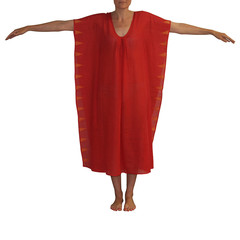 Red Jamdani Kaftan - India