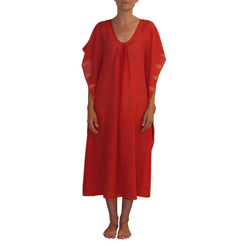 Red Jamdani Kaftan - India