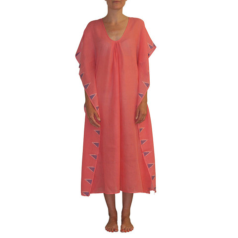 Coral Jamdani Kaftan - India