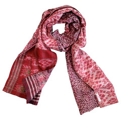 Cherry Red Kantha Scarf - India
