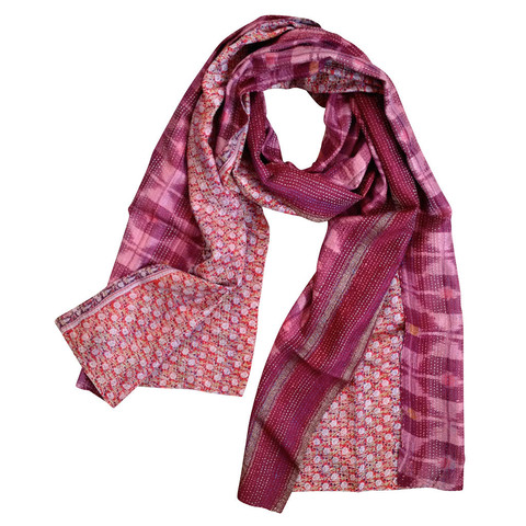 Dark Pink Kantha Scarf - India