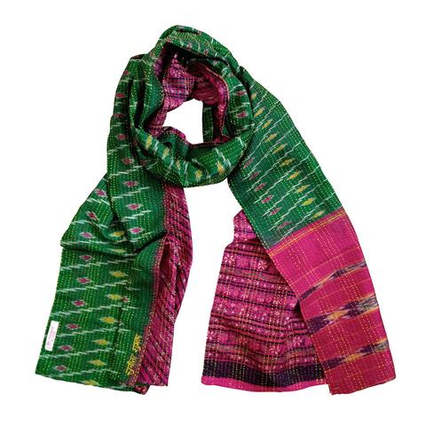 Emerald & Fuchsia Kantha Scarf - India
