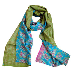 Green & Turquoise Kantha Scarf - India