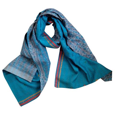 Marine Blue Kantha Scarf - India
