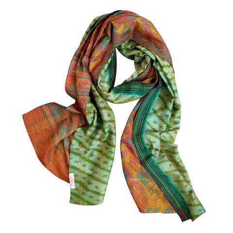 Coral & Mint Kantha Scarf - India