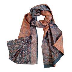 Navy & Peach Kantha Scarf - India