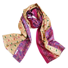 Pink & Cream Kantha Scarf - India