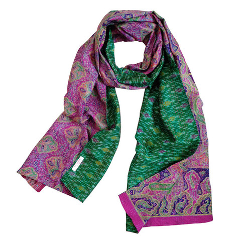 Pink & Green Kantha Scarf - India