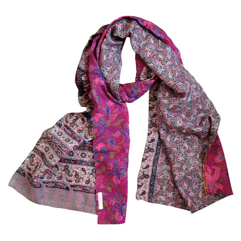 Pink & Purple Kantha Scarf - India
