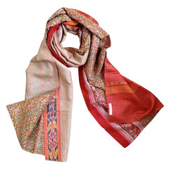Red Kantha Scarf - India