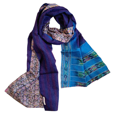 Turquoise & Purple Kantha Scarf - India