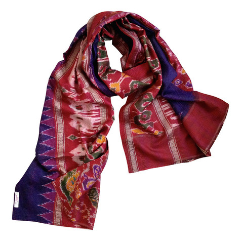 Red & Purple Kantha Scarf - India