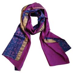 Grape & Cobalt Kantha Scarf - India