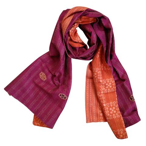 Fuchsia & Tangerine Kantha Scarf - India