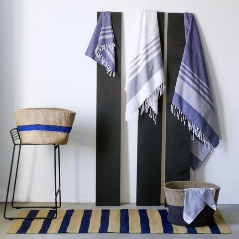 Blue on White Towel Set - India