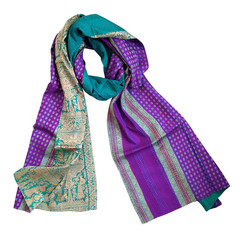 Teal & Violet Kantha Scarf - India