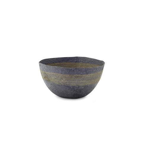 Medium Yellow Stitched Charcoal Pulp Bowl - Swaziland