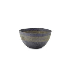 Medium Yellow Stitched Charcoal Pulp Bowl - Swaziland