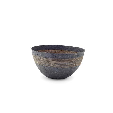 Medium Orange Stitched Charcoal Pulp Bowl - Swaziland