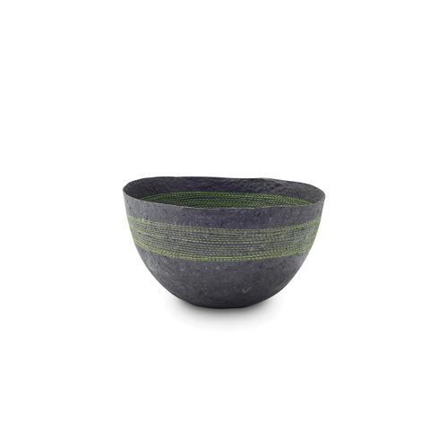 Medium Green Stitched Charcoal Pulp Bowl - Swaziland