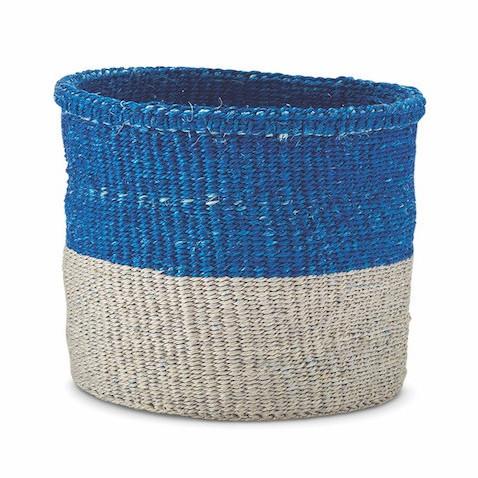 Large Blue & Grey Colour Block Basket - Kenya