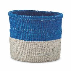 Large Blue & Grey Colour Block Basket - Kenya