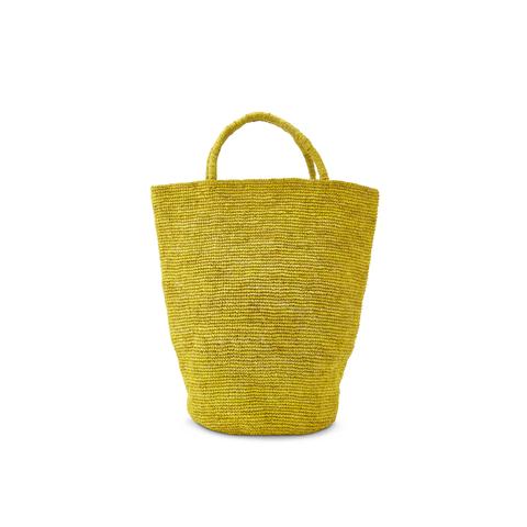 Solid Yellow Woven Rafia Handbag - Madagascar