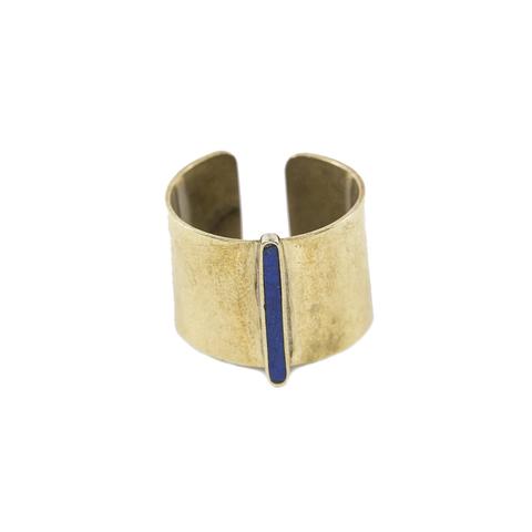 Bronze Ring with Oblong Lapis Stone - Afghanistan
