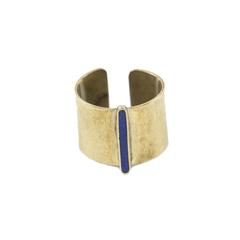 Bronze Ring with Oblong Lapis Stone - Afghanistan