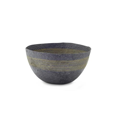 Large Yellow Stitched Charcoal Pulp Bowl - Swaziland